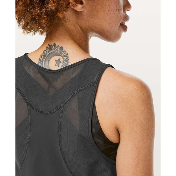 Lululemon High Neck Mesh Run Tank Black 4 NWOT - Picture 5 of 10